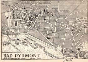 Ortsplan Pyrmont 1927 verlegt von Ernst Schnelle