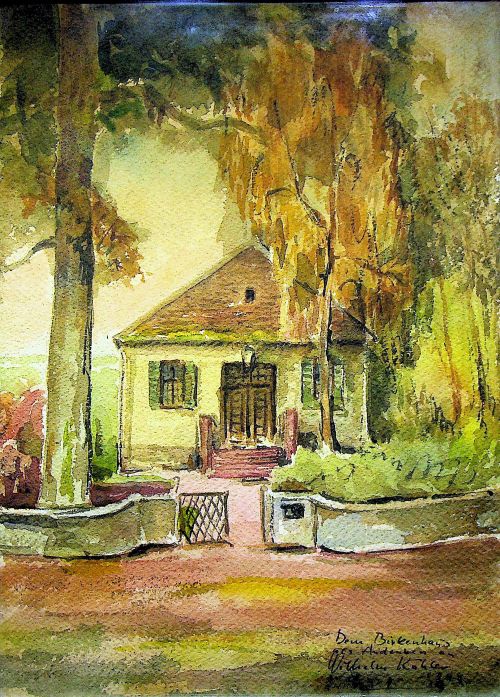 Dem Birkenhaus als Andenken an Wilhelm Köhler Aquarell - 1948