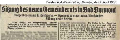 Sitzung des neuen Gemeinderates am 02.April 1938 - Auszug Erwin Brauss, Quelle: Archiv der Dewezet