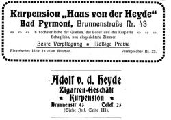 Brunnenstraße 43 - Werbung im Adressverzeichnis 1910/11 Quelle: Stadtarchiv Bad Pyrmont