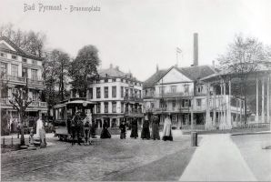 Pferdebahn am Brunnenplatz um 1910